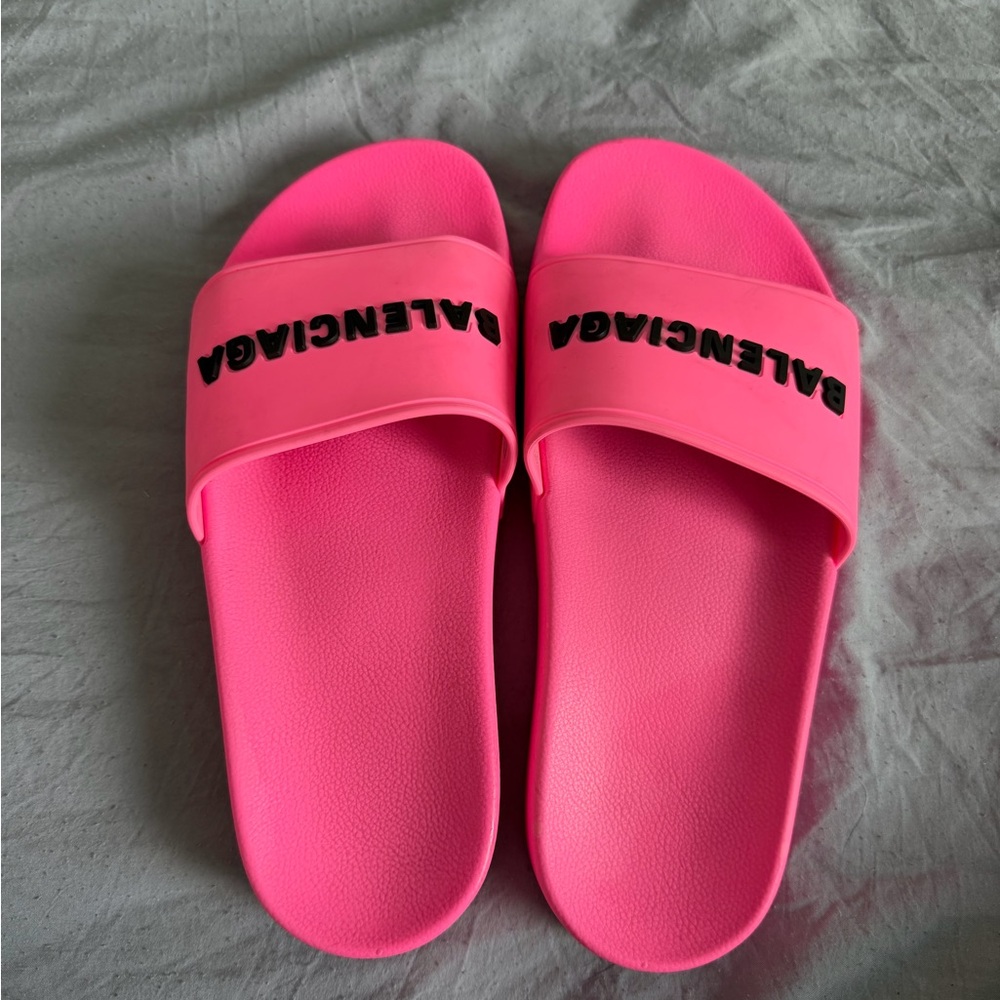 Balenciaga Neon Pink Pool Slides